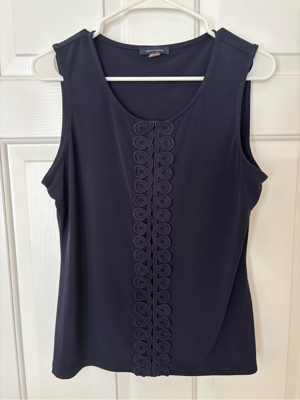 🎆5 for $25 Tommy Hilfiger Navy Sleeveless Decorative-Trim Tank